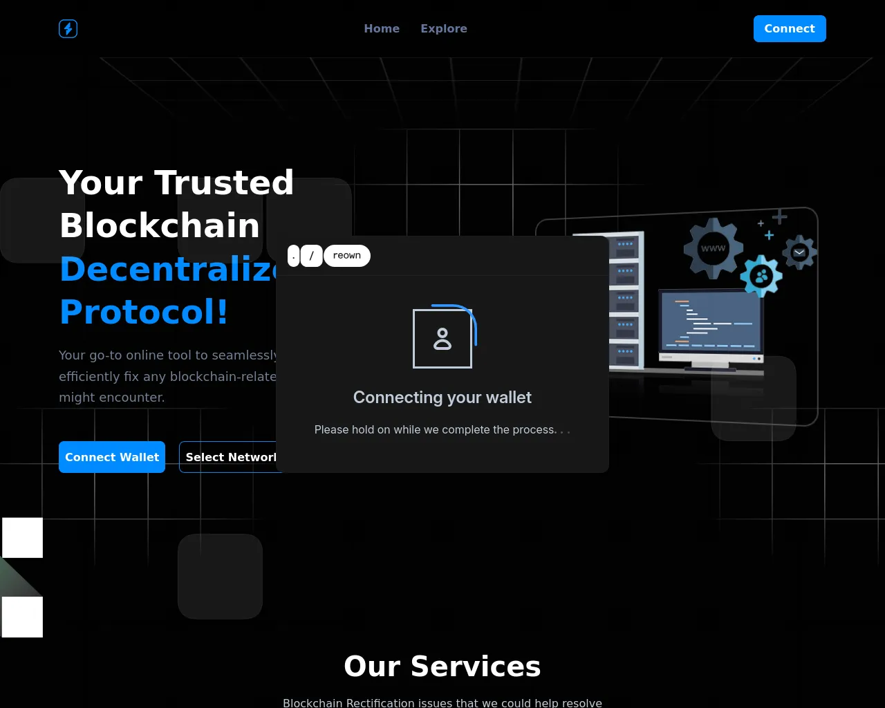 Screenshot of onchainrestore.xyz