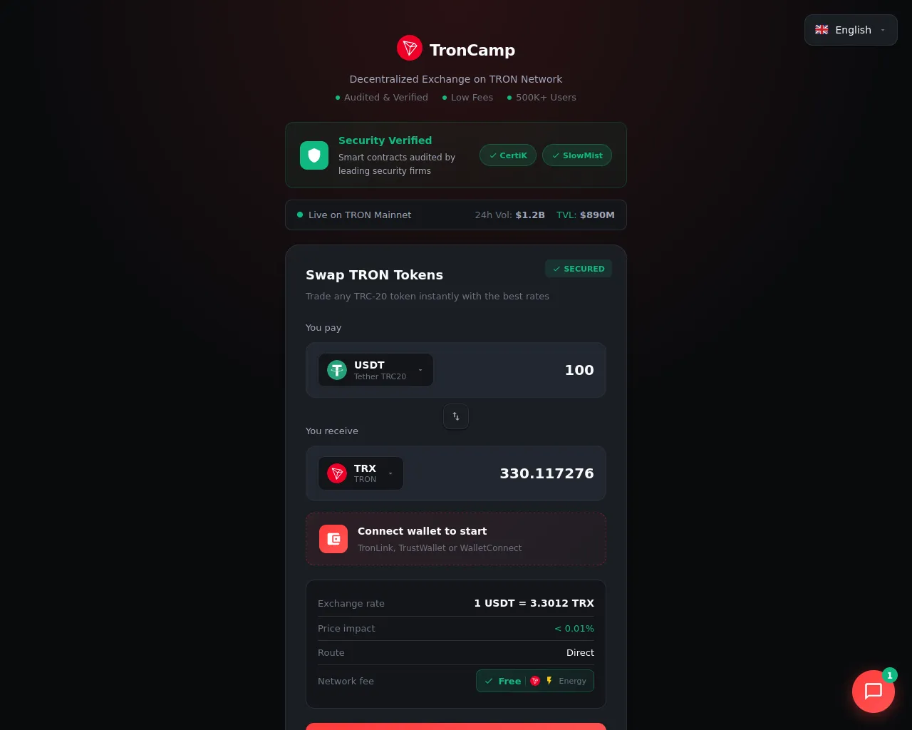 Screenshot of troncamp.io