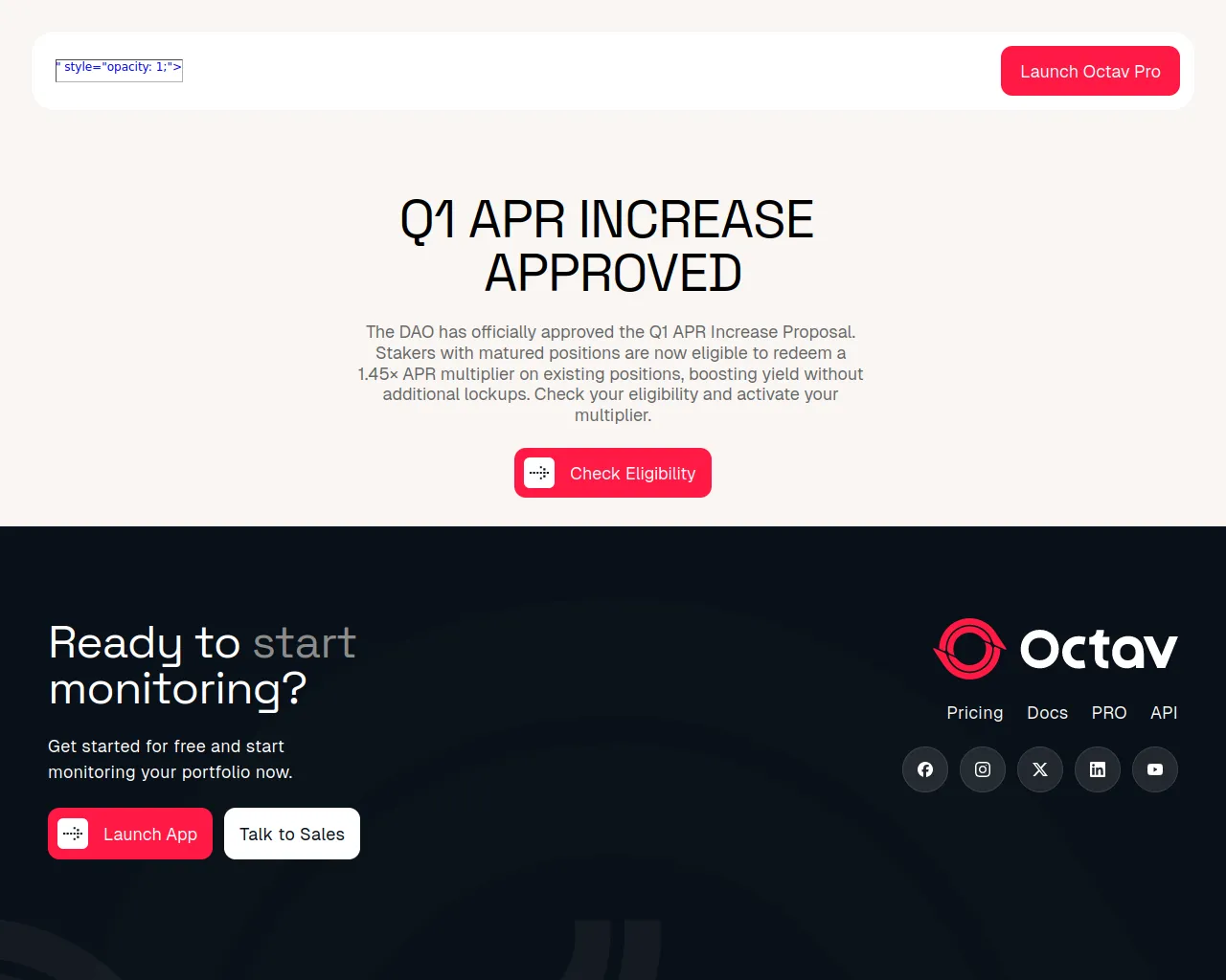 Screenshot of app-octav.xyz
