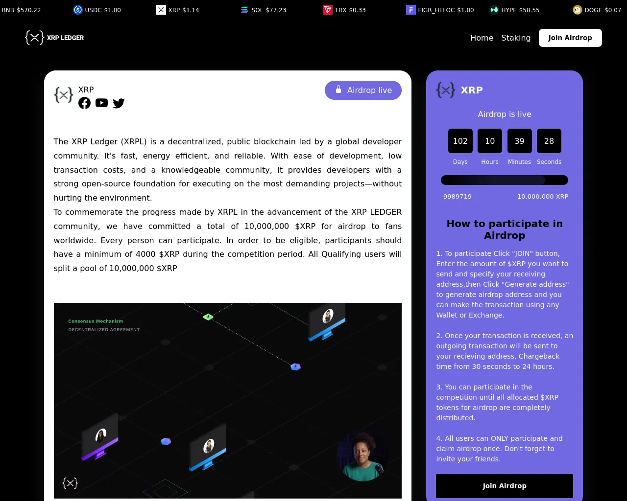 Screenshot of xrpairdropchallenge.com