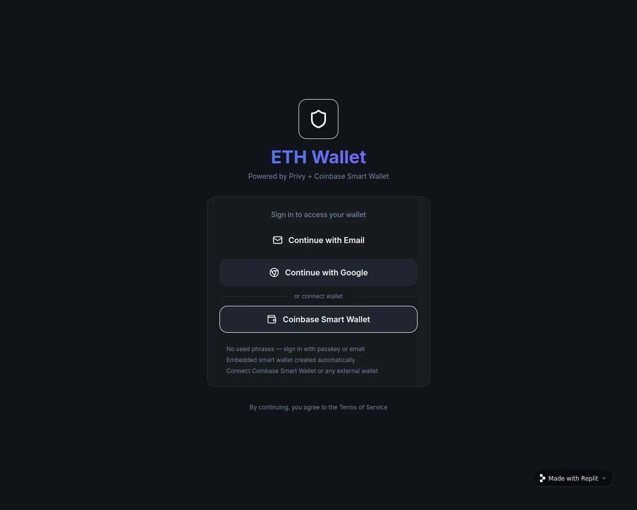 Screenshot of coinbase-wallet-connect--realelidooro.replit.app