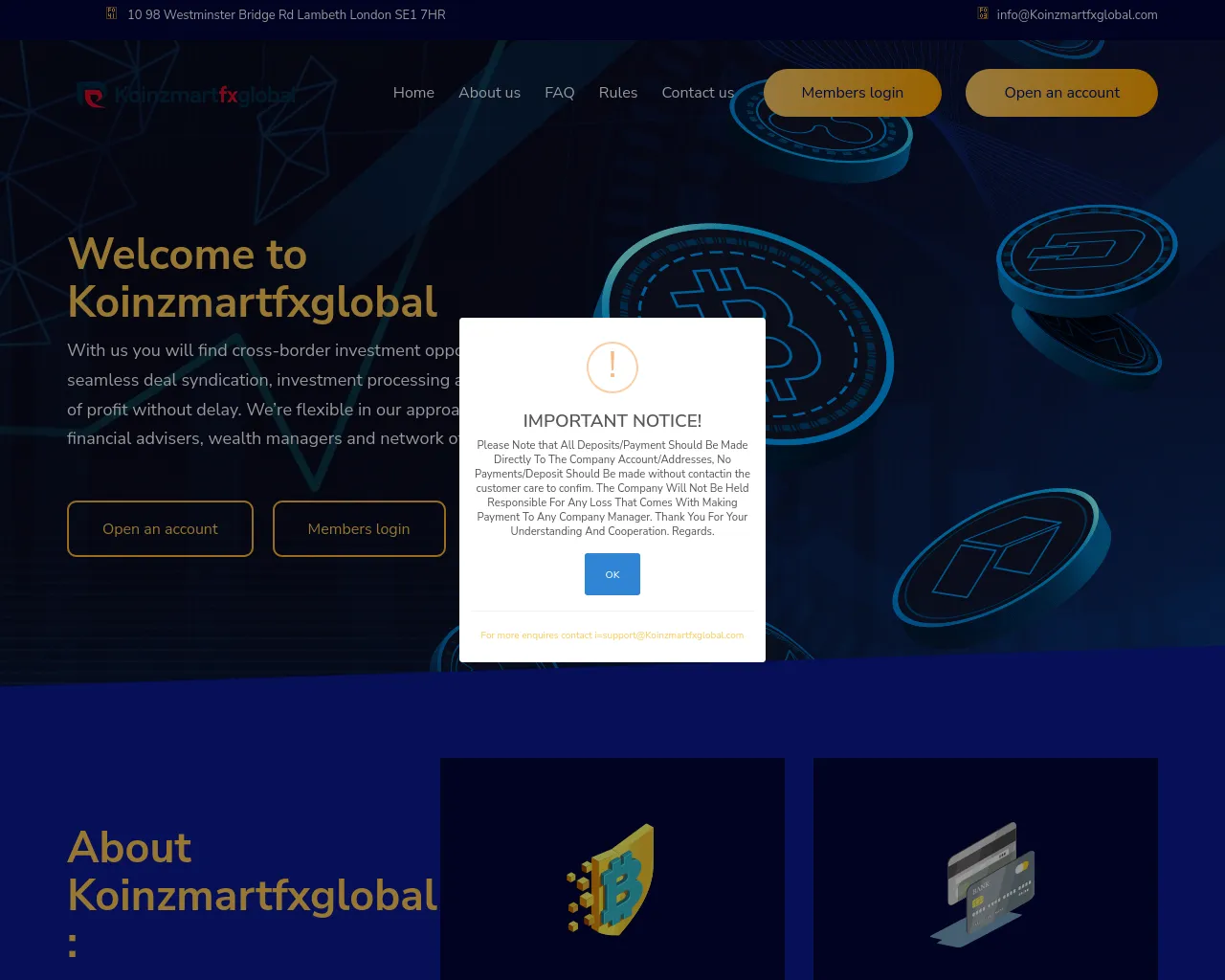 Screenshot of koinzmartfxglobal.com