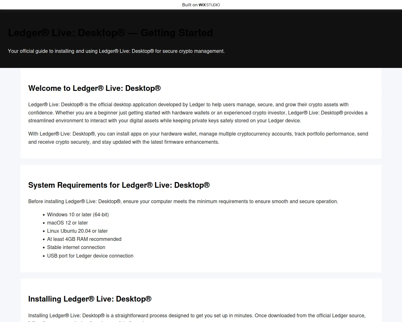 Screenshot of ledgr-desktop-live.wixstudio.com