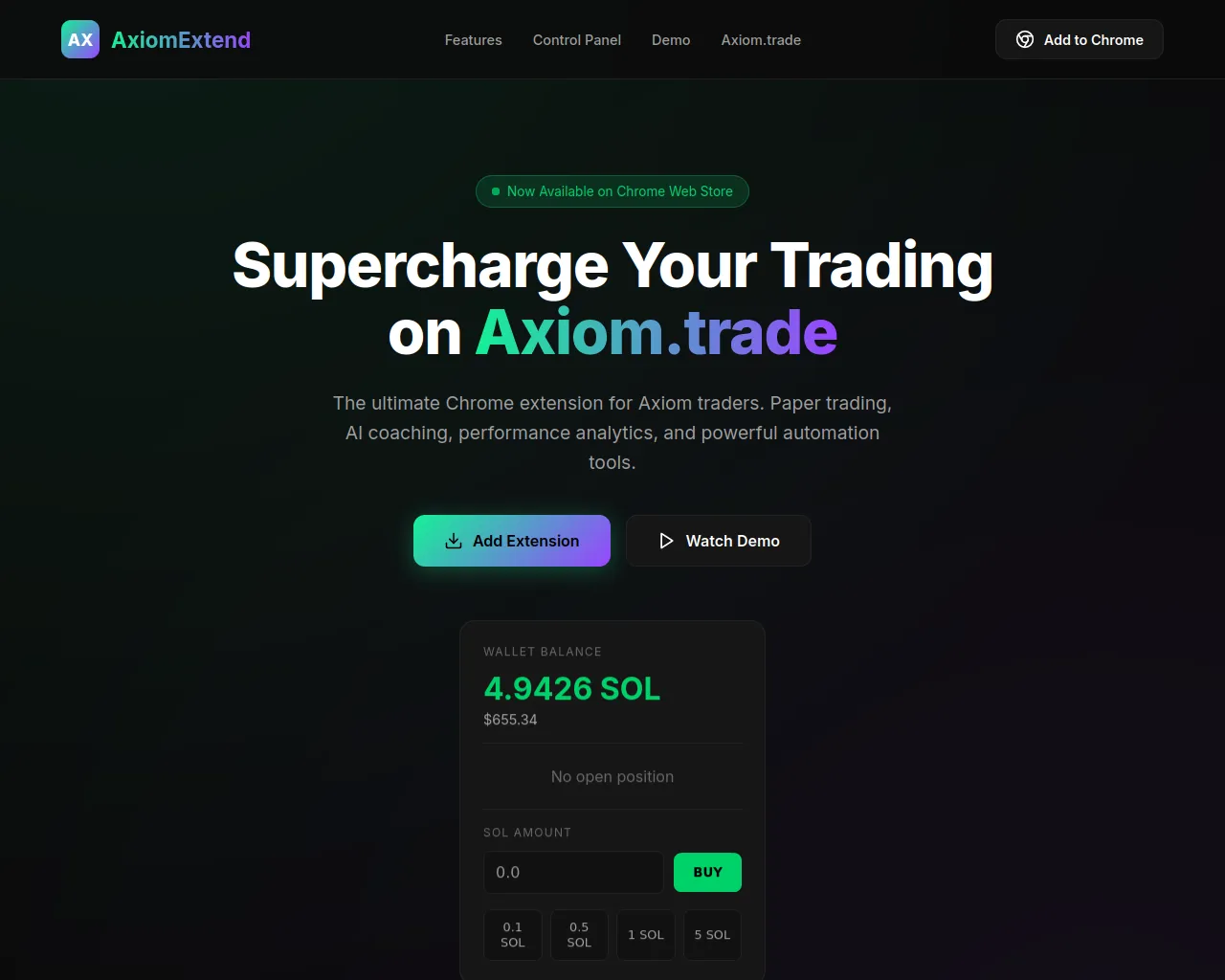 Screenshot of axiomextend.xyz