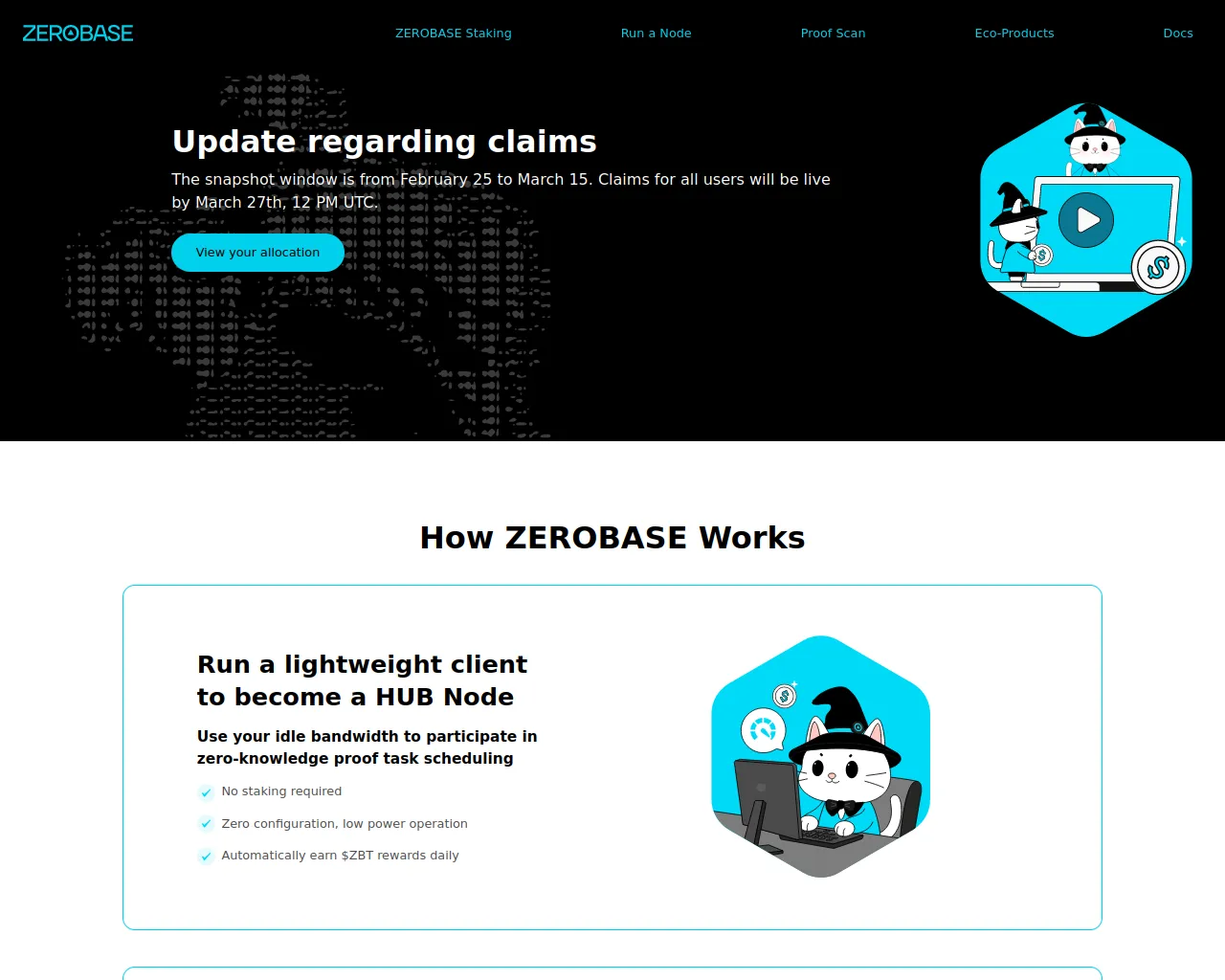 Screenshot of dashboard-zerobase.xyz