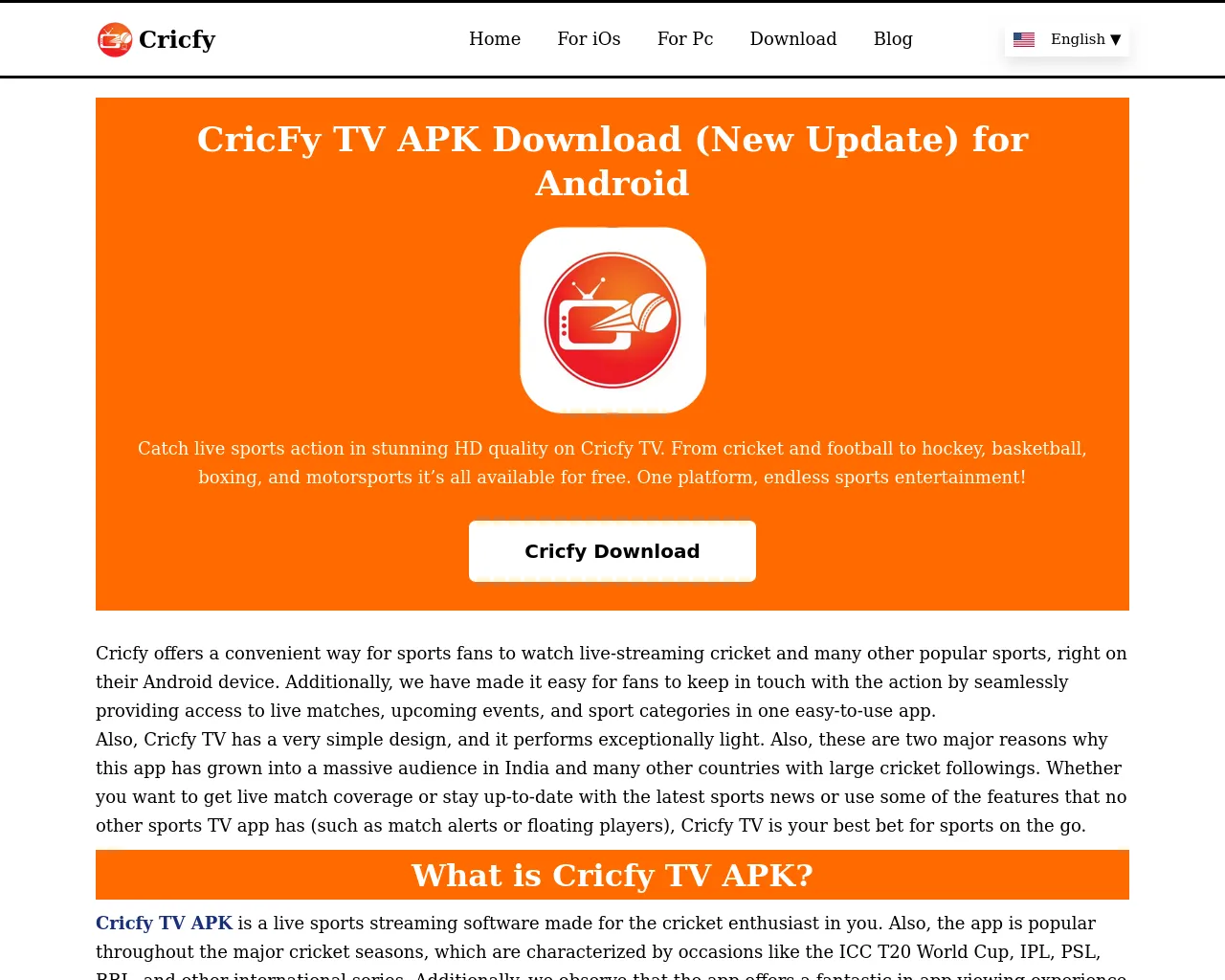 Screenshot of cricfy.video