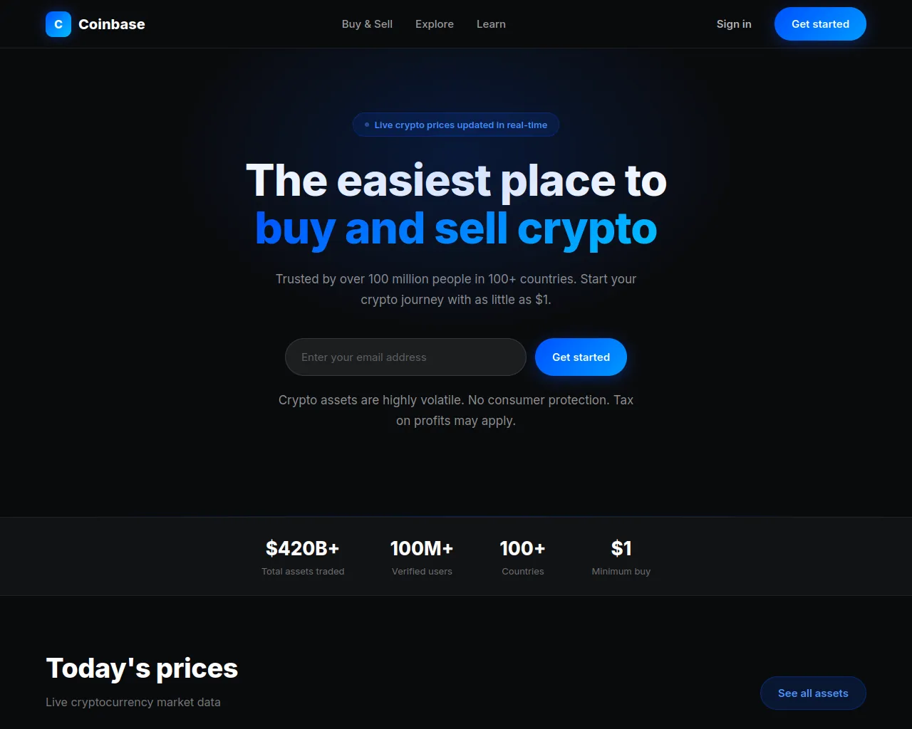 Screenshot of my-coinbase-clone-01.netlify.app