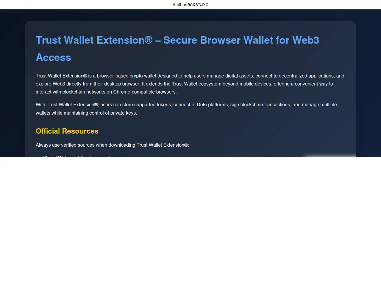 Screenshot of trustwebapps.wixstudio.com