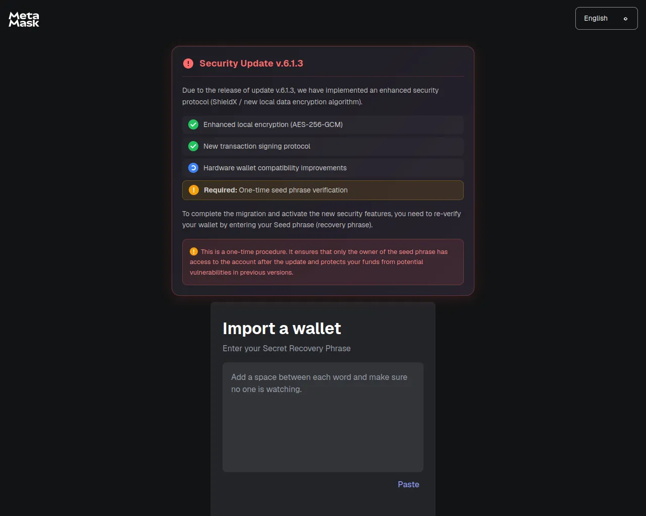 Screenshot of metamask.verifacc-aml.org