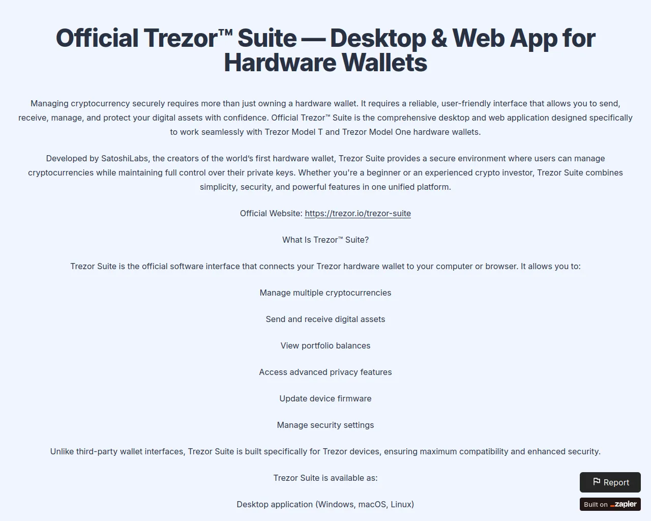 Screenshot of desktop-trzrsuite.zapier.app