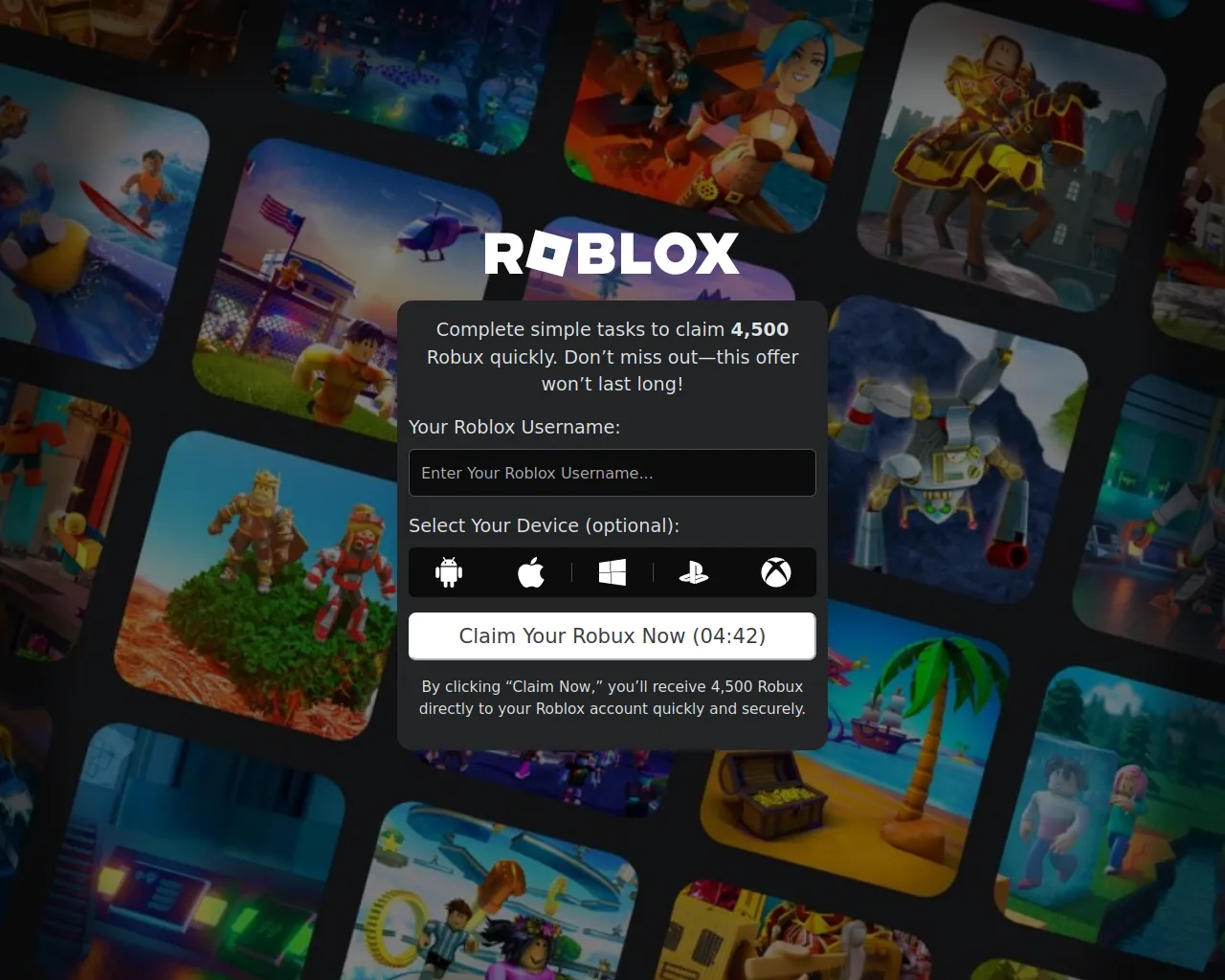 Screenshot of claimrobuxtoday.pages.dev