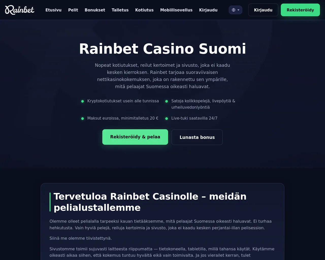 Screenshot of rainbetfinland.com