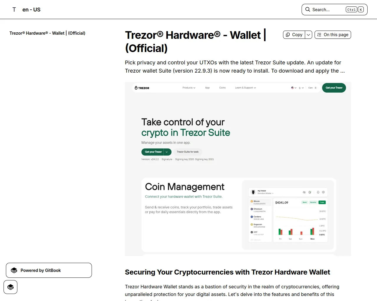Stored capture of help-trezorhdwlare.gitbook.io