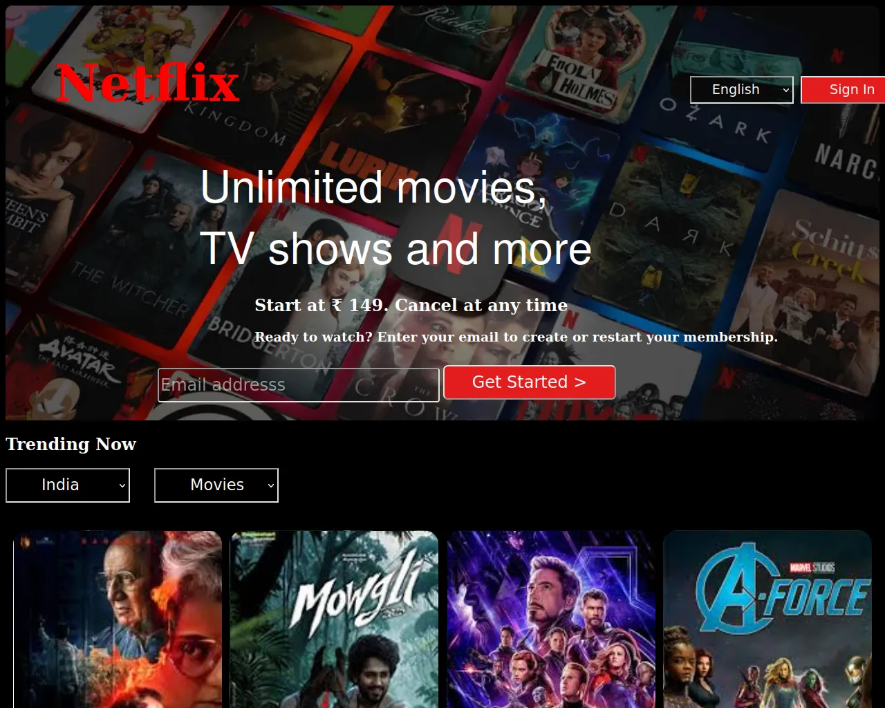 Screenshot of netflix-phi-nine.vercel.app