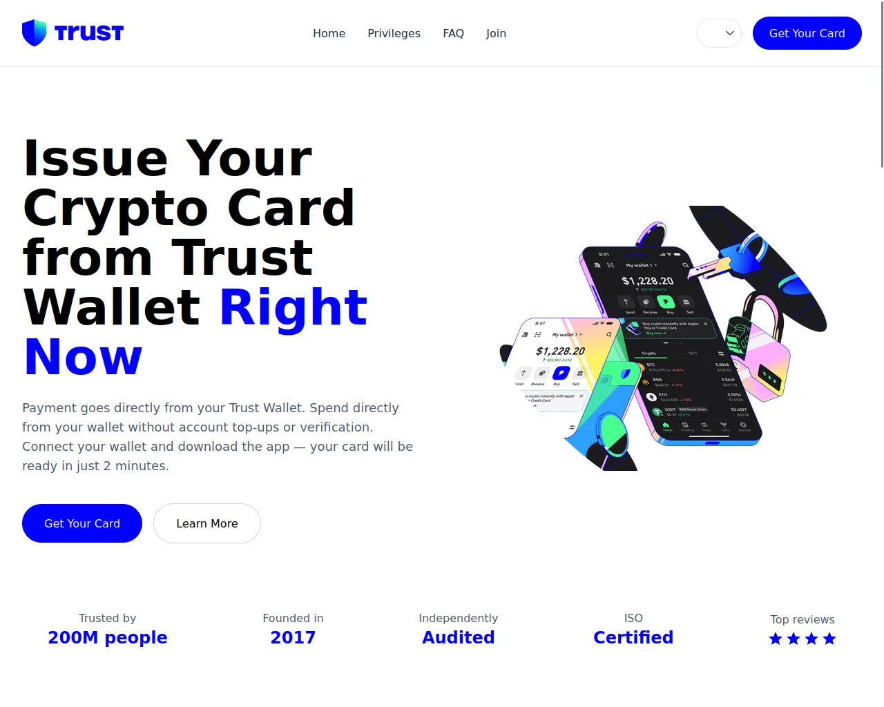 Screenshot of trustwalletcard.app