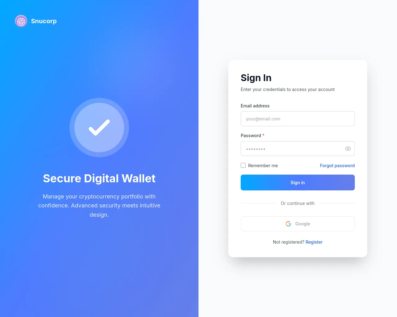 Screenshot of secure.snucorp.com