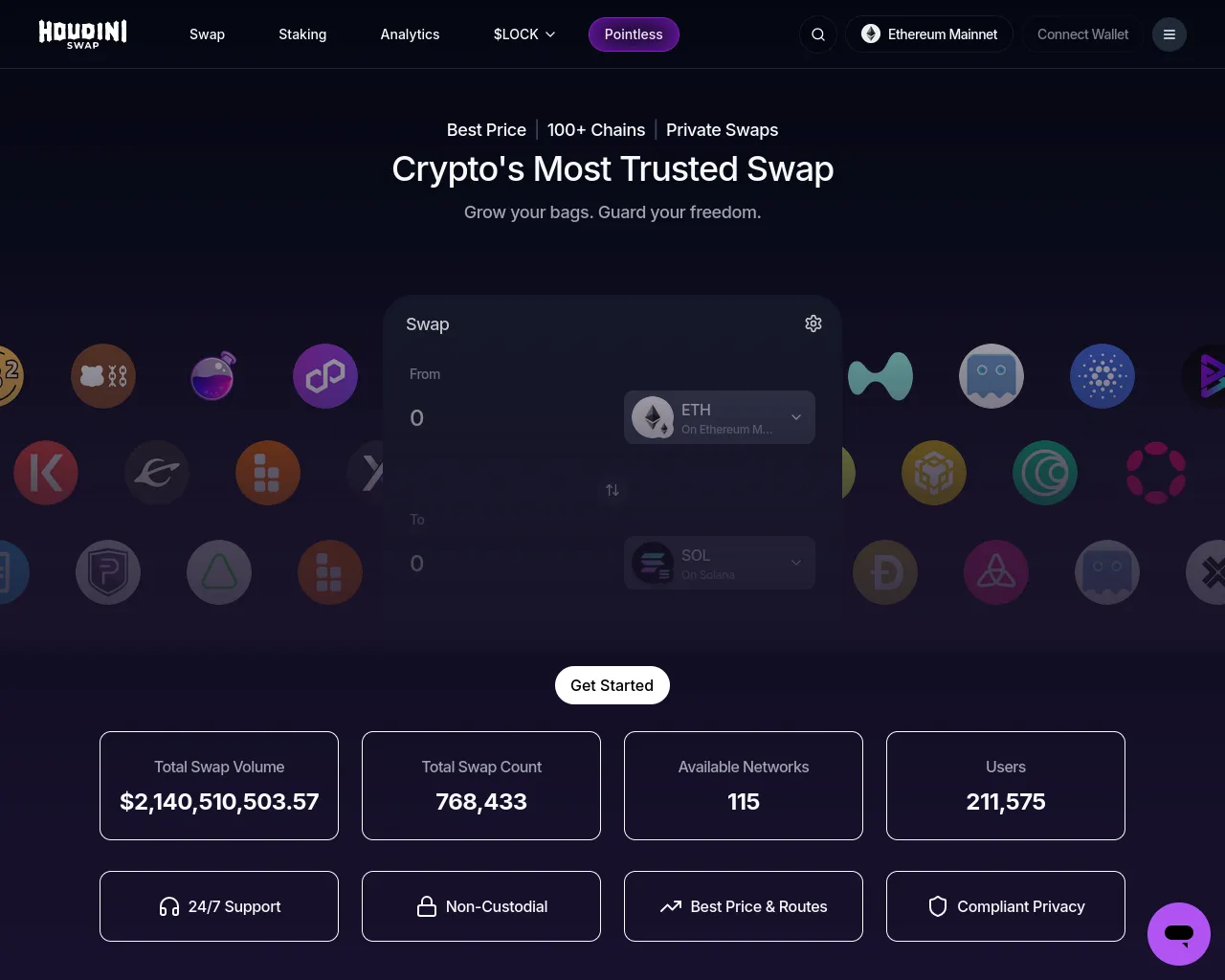 Screenshot of houdinidwap.com