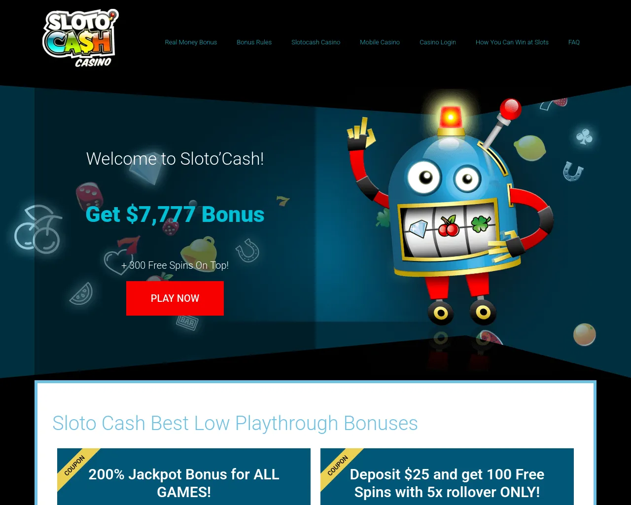 Screenshot of slotocashbonuscodes.com