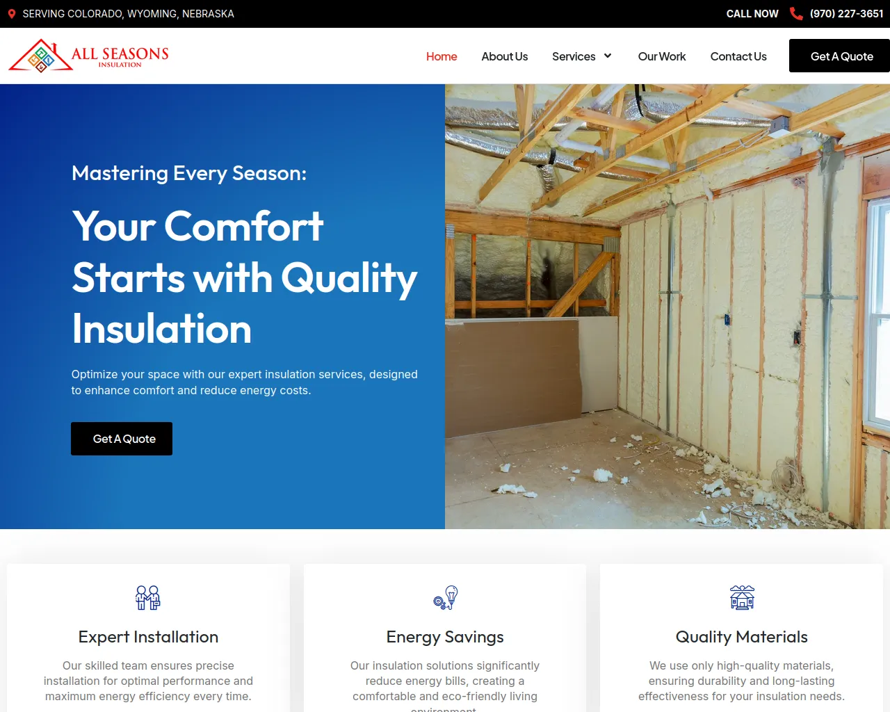 Screenshot of myallseasonsinsulation.com