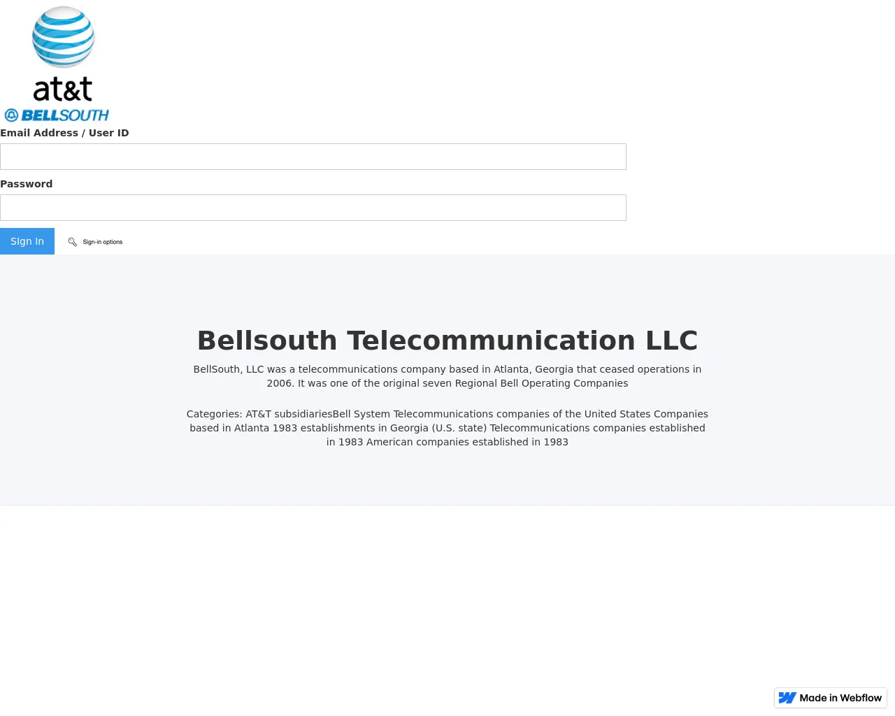 Screenshot of bellsouth-att-siging-693f63.webflow.io
