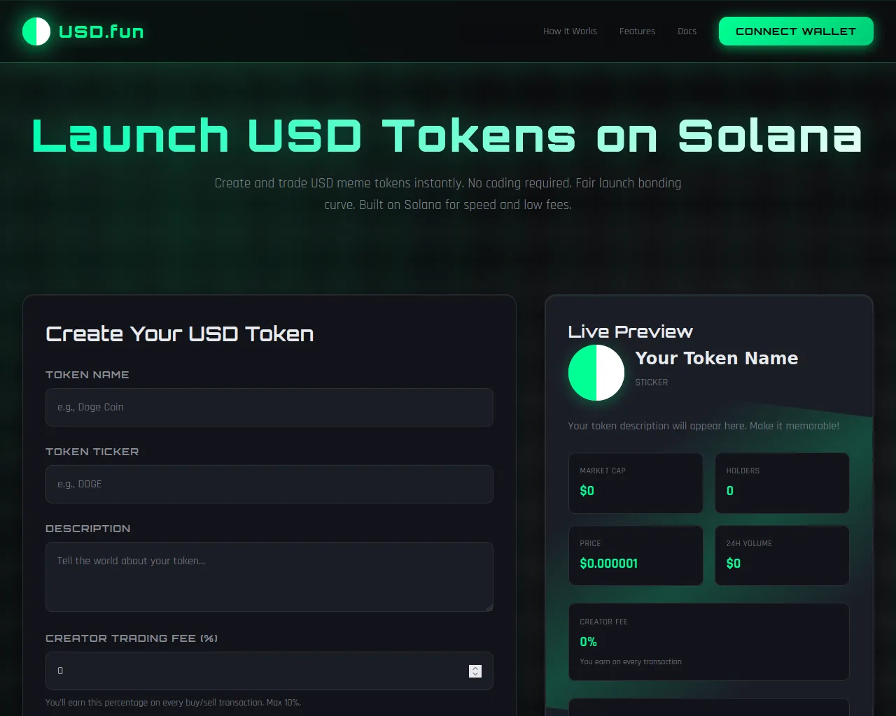 Screenshot of launchusd.fun