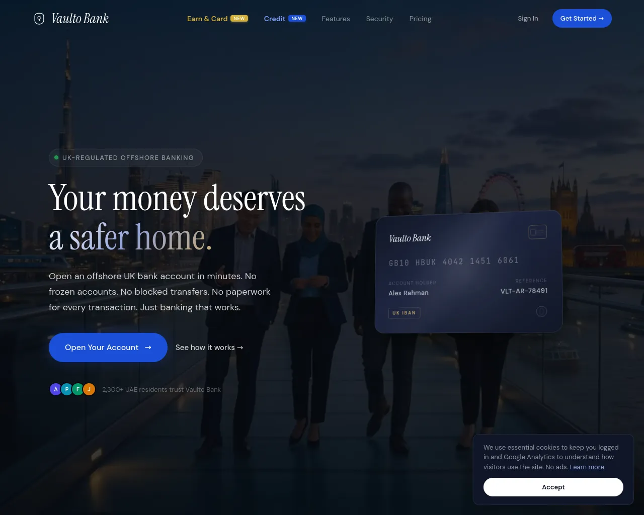 Screenshot of vaulto-bank.com