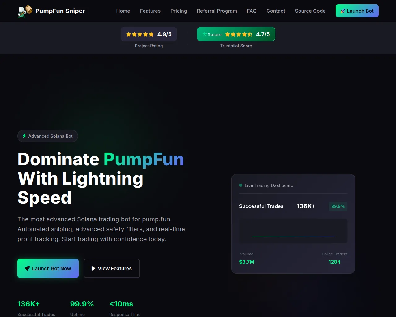 Screenshot of solsniper.io