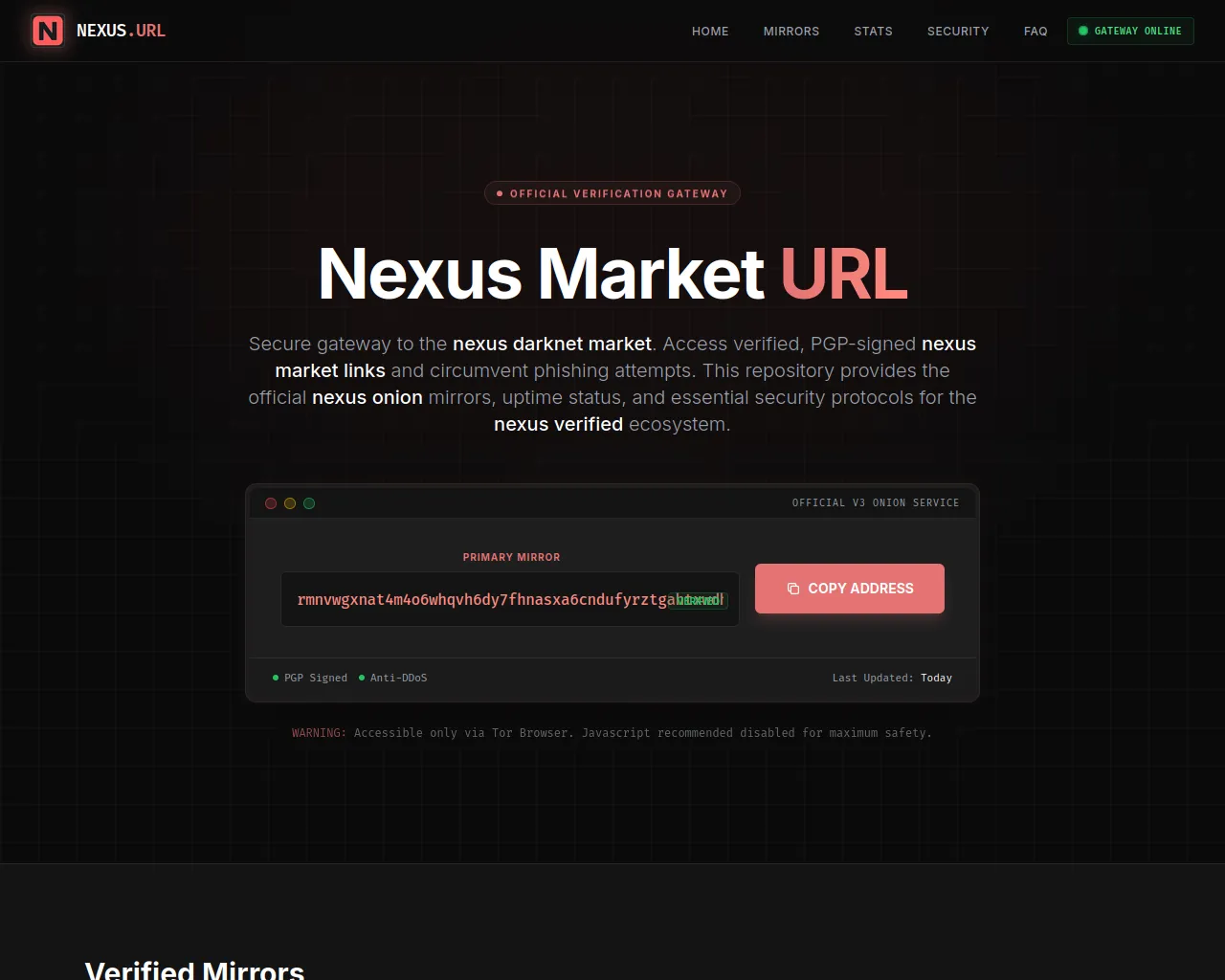 Screenshot of nexusmarketurl.xyz
