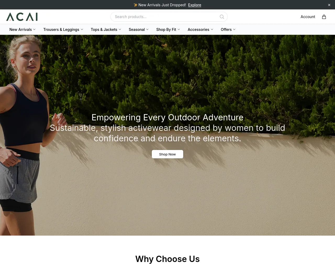 Screenshot of acaioutdoorwearstore.shop