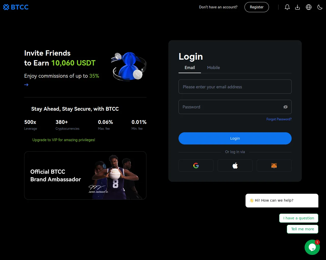 Screenshot of account-btcc.com