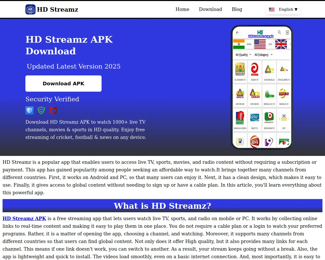 Screenshot of hdstreamz.org.pk