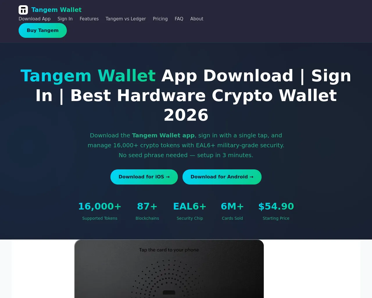Screenshot of tangem-wallet.cc