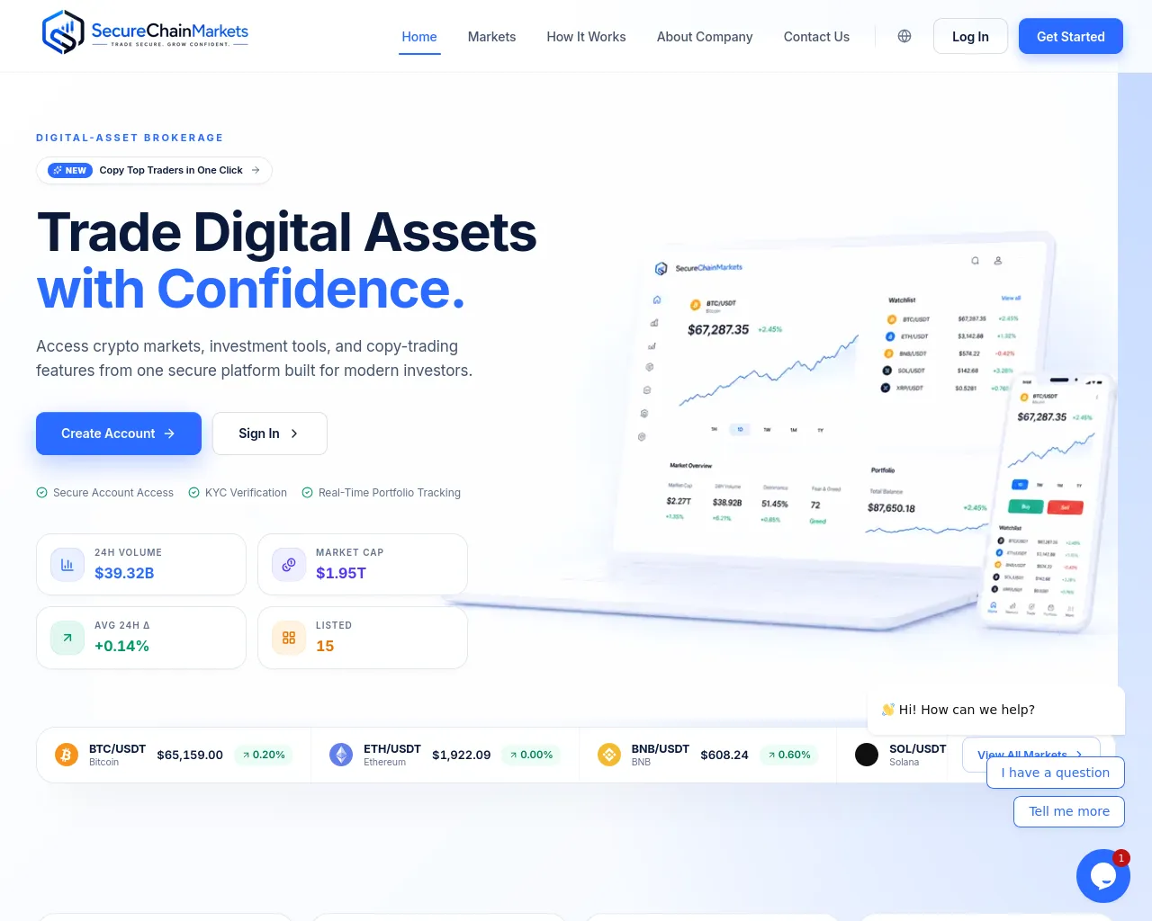 Screenshot of securechainmarkets.com