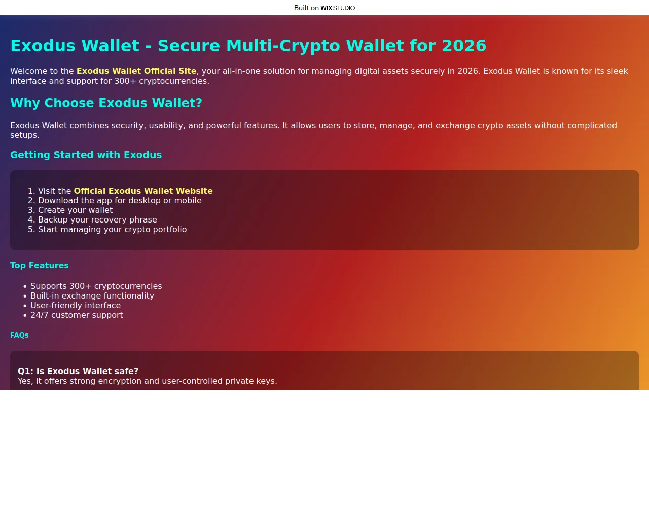Screenshot of exodwaletd.wixstudio.com