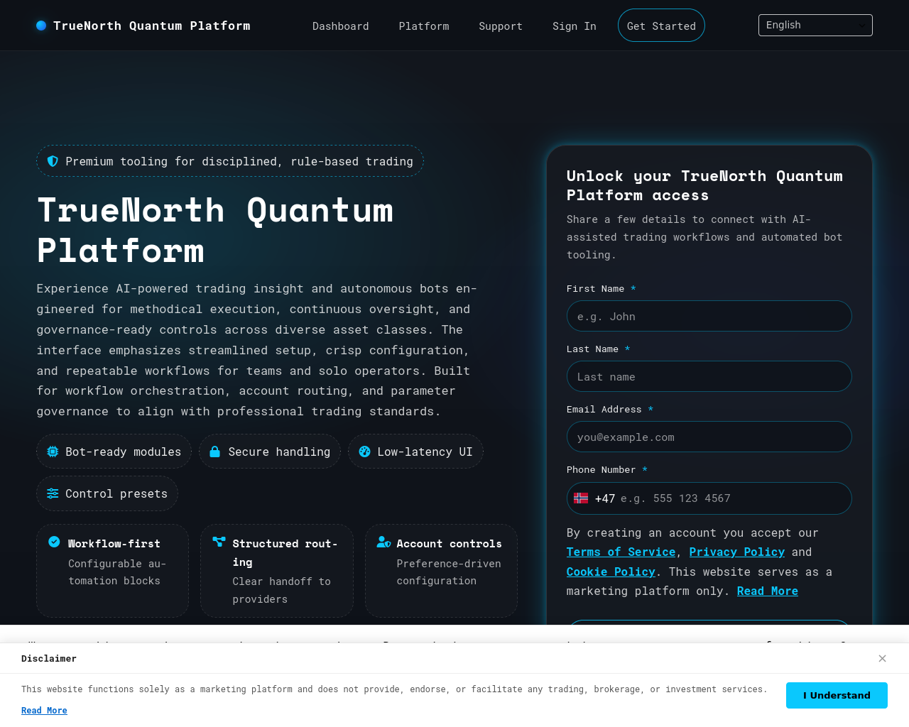Screenshot of truenorthquantumplatformapp.com