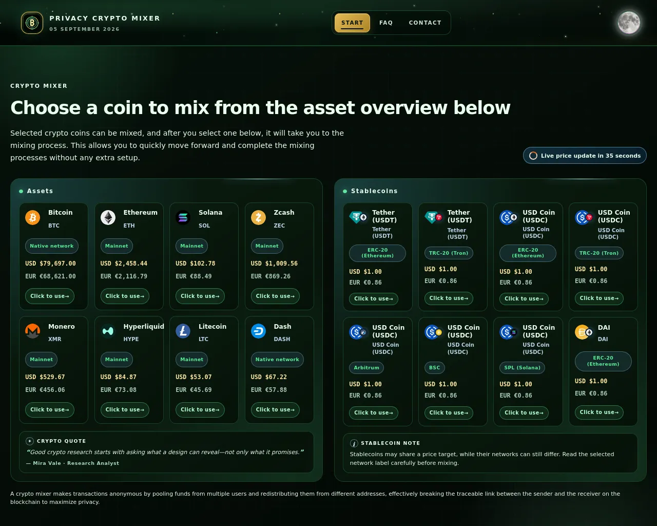 Screenshot of privacycryptomixer.com