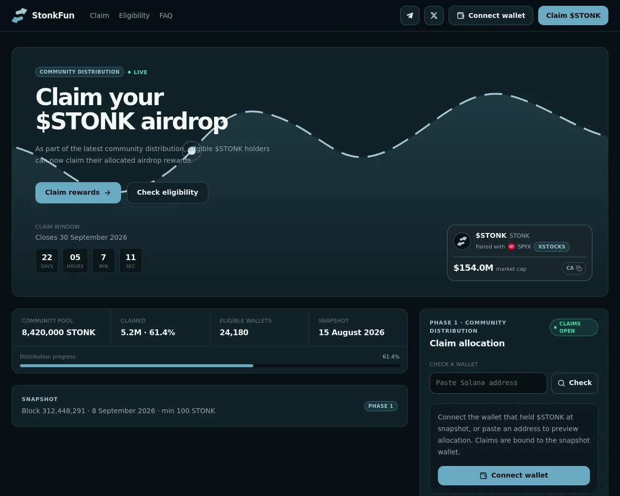 Screenshot of airdrop-stonkfun.app