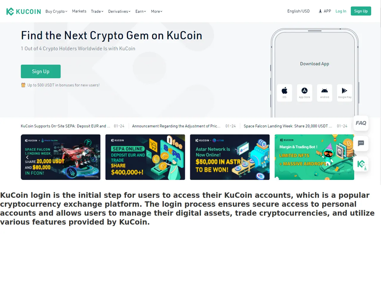 Screenshot of kucoinalogin.webflow.io