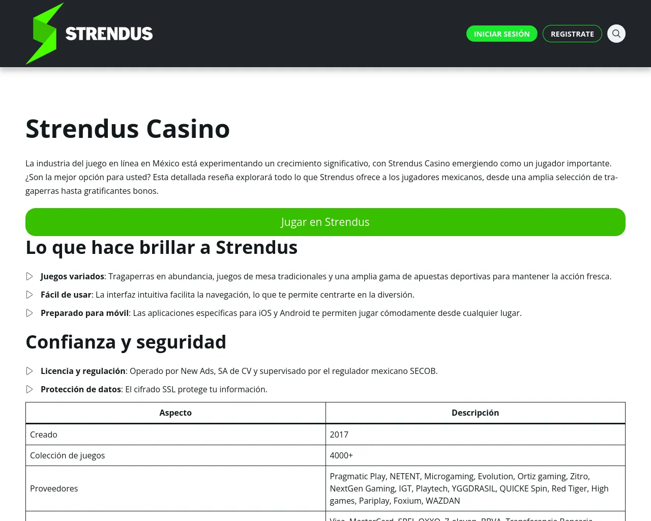 Screenshot of strenduscasino.com