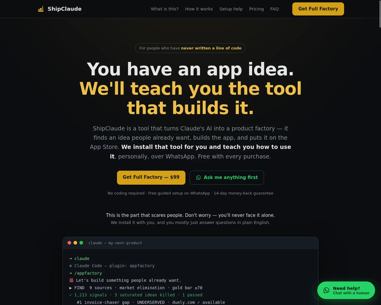 Screenshot of shipclaude.com