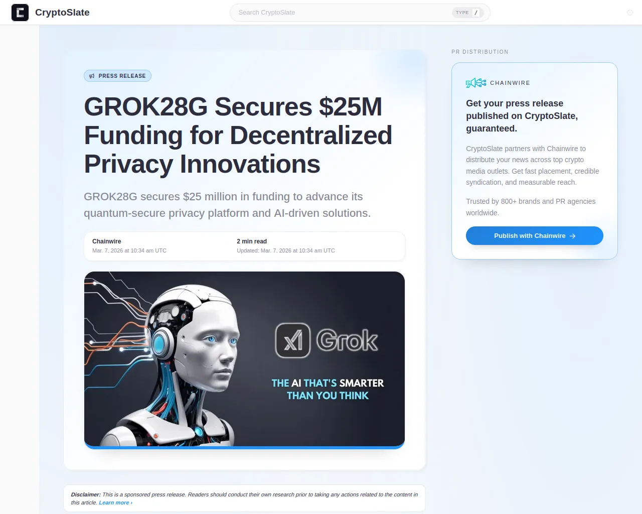 Screenshot of grok28g-cryptoslate.com
