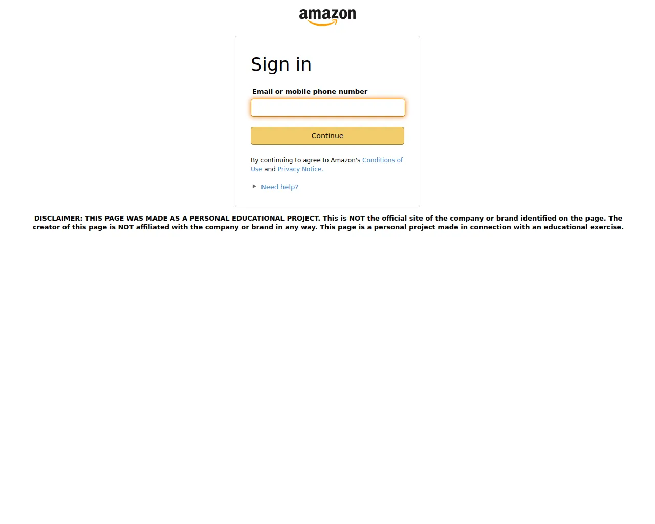 Screenshot of amazon-login-page-clone.vercel.app