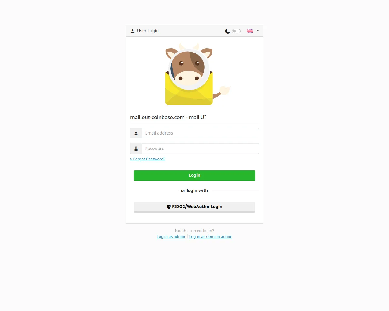 Screenshot of autoconfig.out-coinbase.com