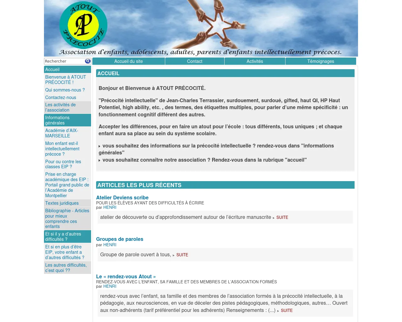 Screenshot of atout-precocite.fr