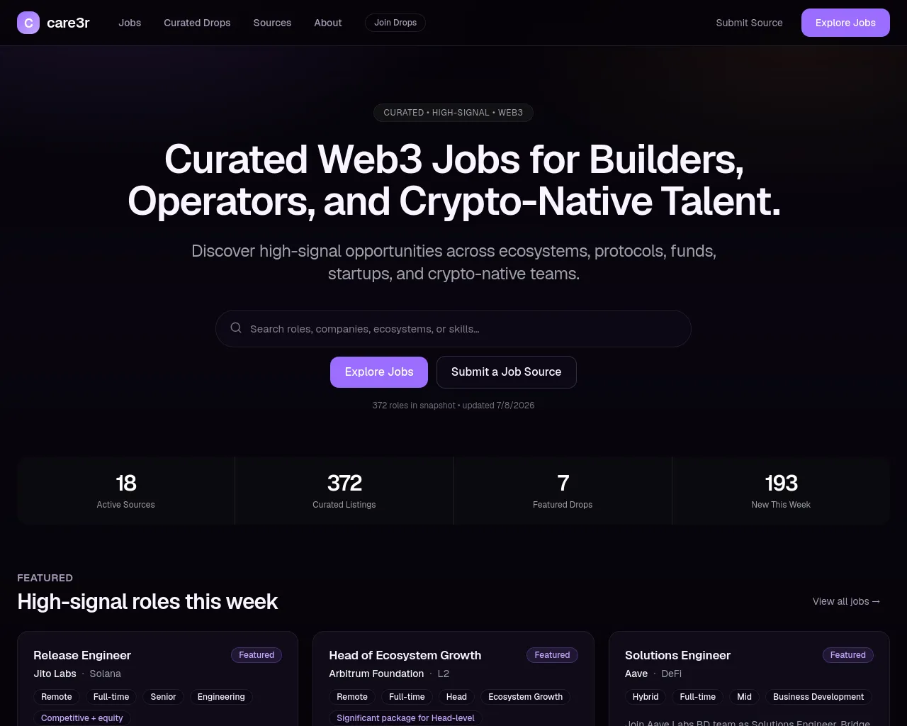 Screenshot of care3r.xyz