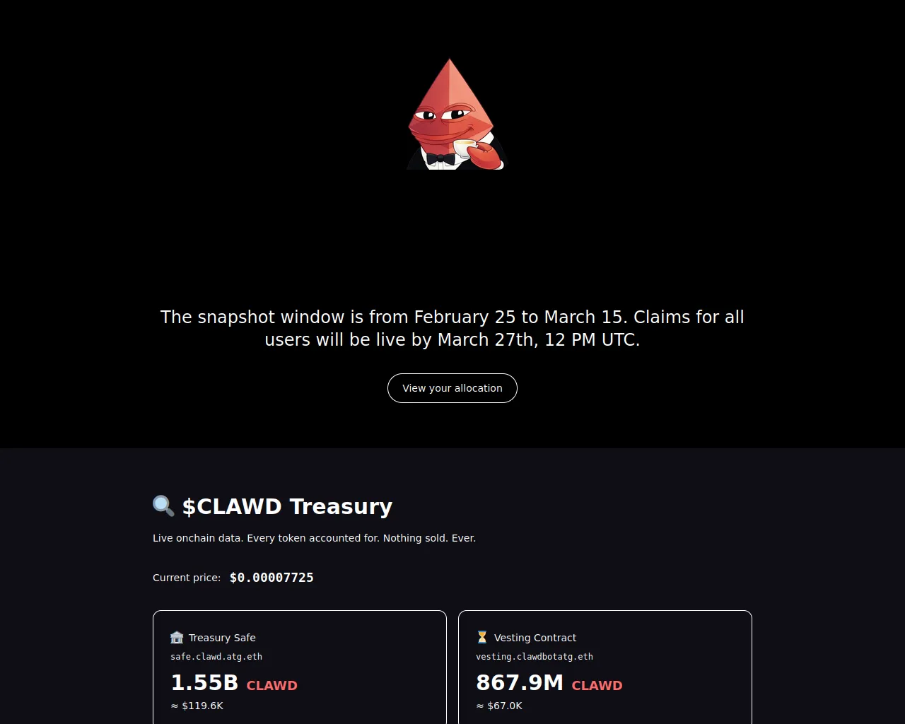 Screenshot of clawdbotatg.xyz