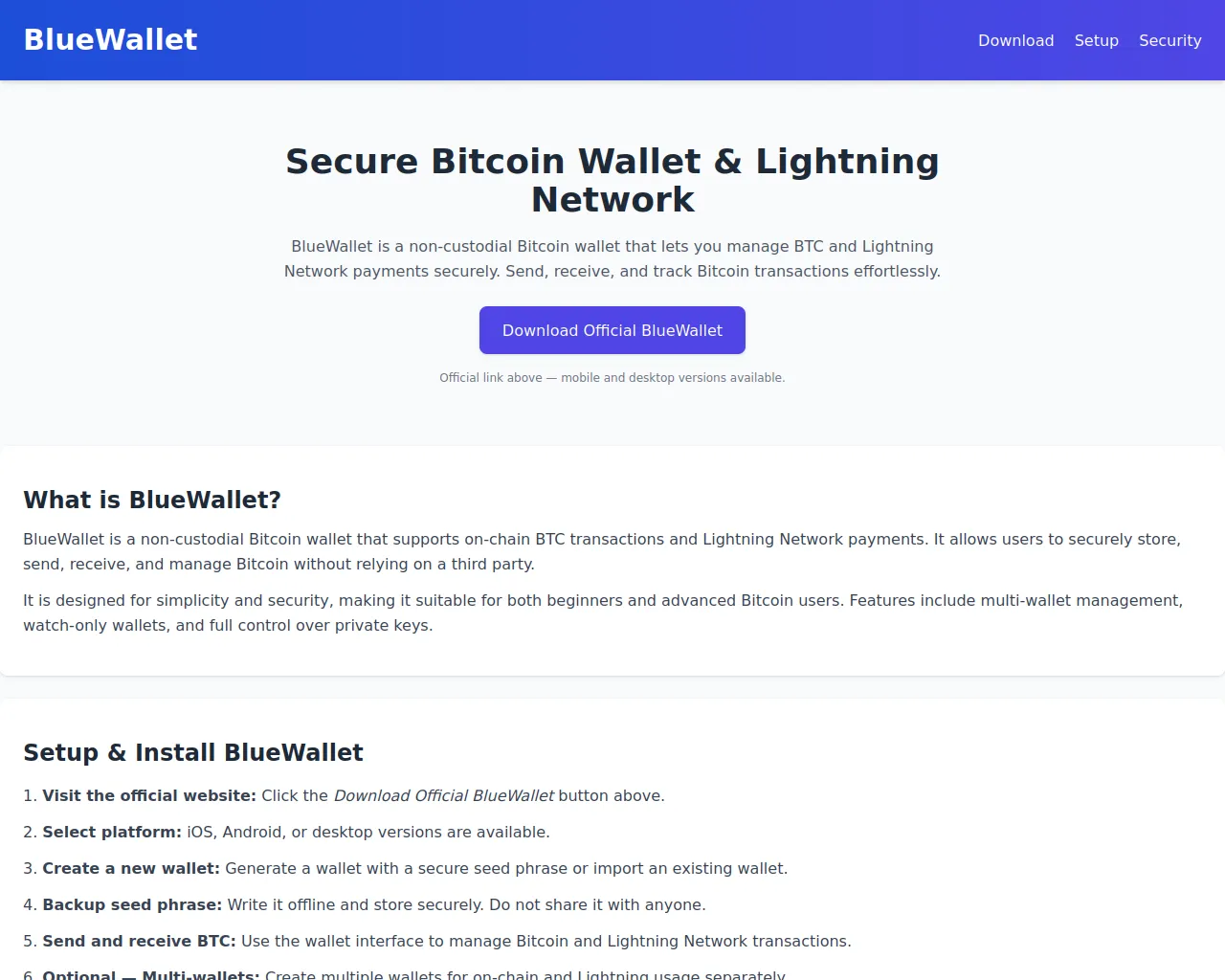 Screenshot of bluewalletbitcoinwallet.pages.dev