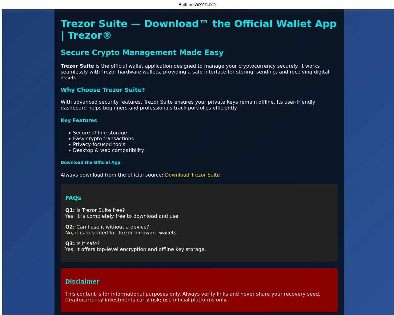 Screenshot of publictrezorzzo.wixstudio.com