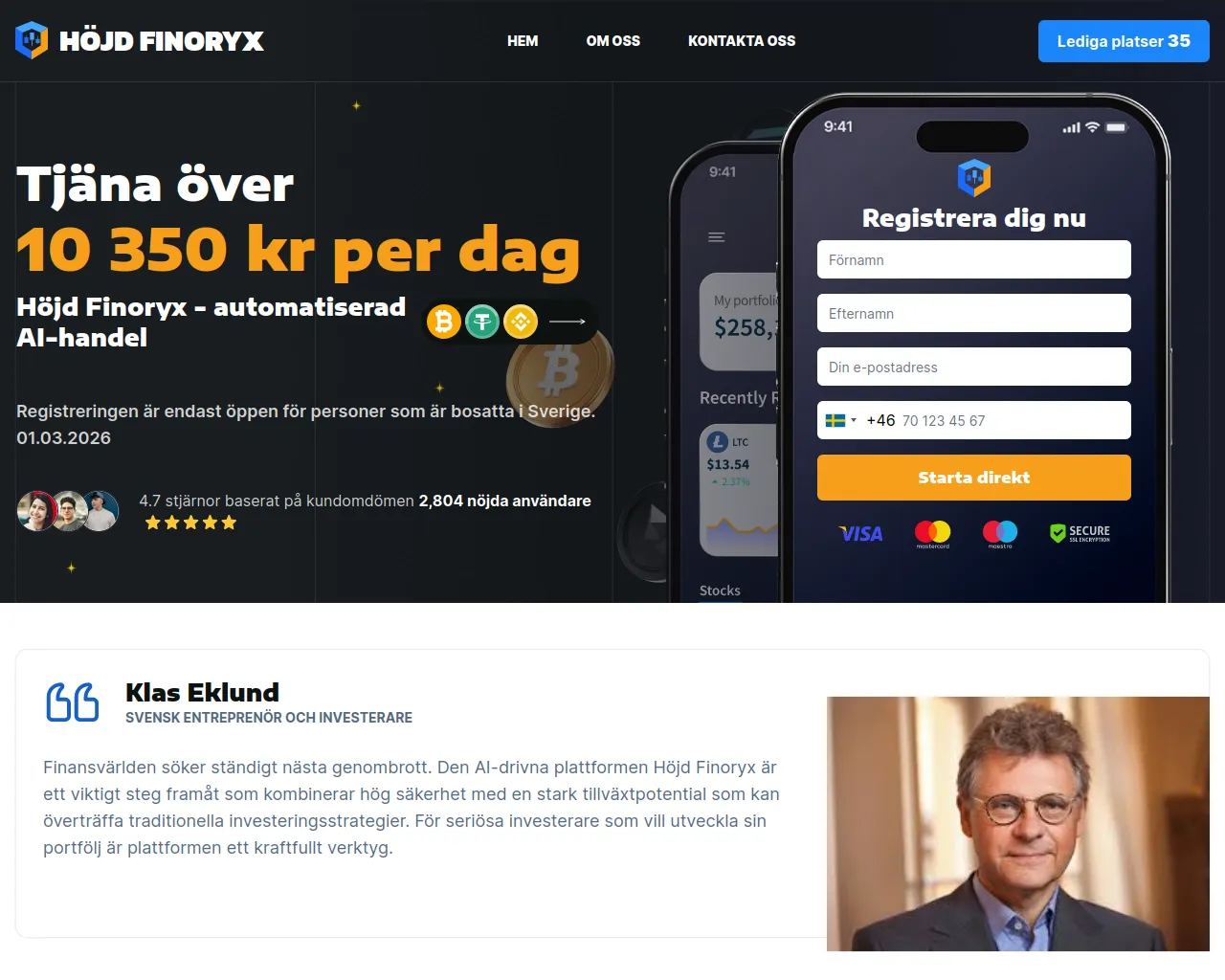 Screenshot of hojd-finoryx.com