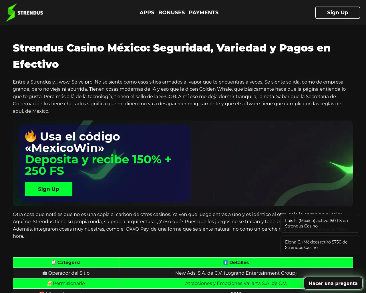 Screenshot of strendus-casino.com